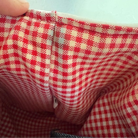 Vintage Kate Spade New York Denim Shoulder Bag – Made in USA – Gingham Lining - Picture 11 of 16